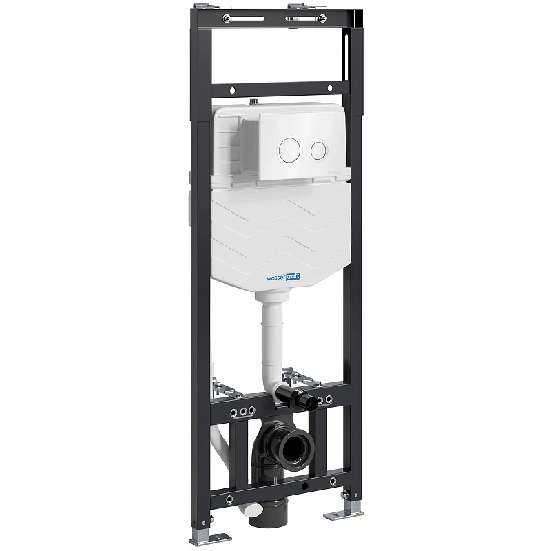 Инсталляция WasserKRAFT Alme 15TLT.010.ME.WH01 для унитаза с Белой клавишей смыва нержавеющая сталь