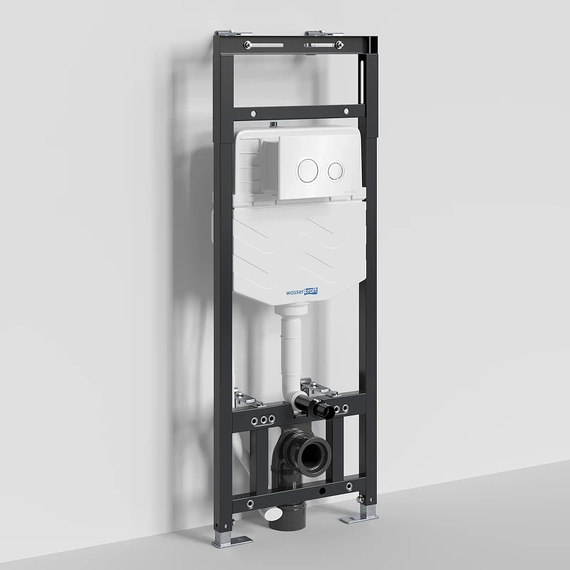 Инсталляция WasserKRAFT Alme 15TLT.010.ME.WH01 для унитаза с Белой клавишей смыва нержавеющая сталь