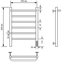 Электрический полотенцесушитель Comfysan Capri EC-6 60x40 012694 с полкой Черный матовый