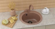 Кухонная мойка Ulgran Classic U-101-308 Черная искусственный камень (литьевой мрамор) встраиваемый