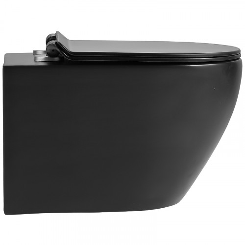 Комплект унитаза с инсталляцией Agger ATI03144+APB144 с сиденьем Микролифт и Черной матовой клавишей смыва фарфор подвесной