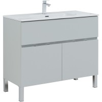 Тумба под раковину Aquanet Алвита New 100 277556 Серая матовая МДФ / ЛДСП
