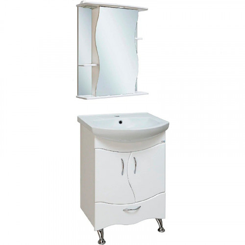 Зеркальный шкаф Runo Лилия 55 R 00000000028 с подсветкой Белый МДФ / ЛДСП, стекло