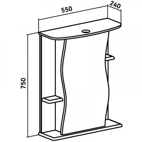 Зеркальный шкаф Runo Лилия 55 R 00000000028 с подсветкой Белый МДФ / ЛДСП, стекло