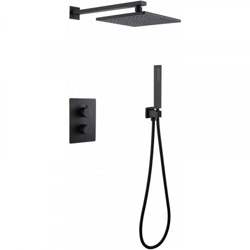 Душевая система Abber Insel AF8051B с термостатом Черная матовая латунь встраиваемый