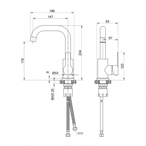 Смеситель для раковины WesnaArt Eko EKO05-250 Сатин