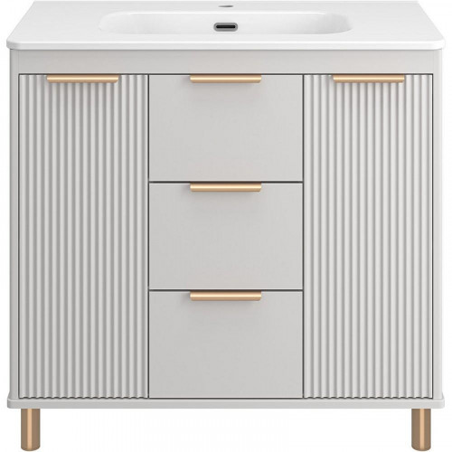 Тумба с раковиной Brevita Risacca Crema 90 УТ000025681 Серая матовая