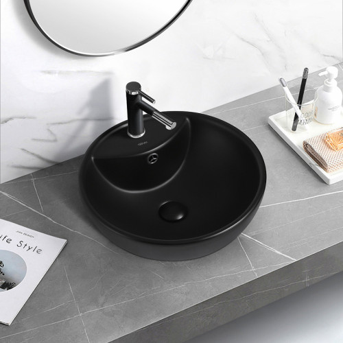 Раковина Abber Bequem 46 AC2101MB Черная матовая фаянс накладная