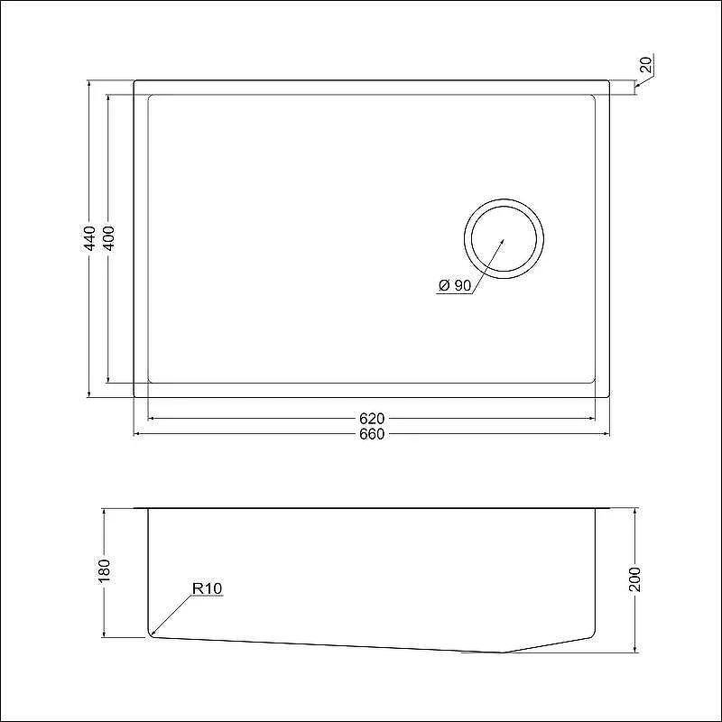 Кухонная мойка Emar PVD 66 EMB-660(UN) PVD цвет Matt Gold