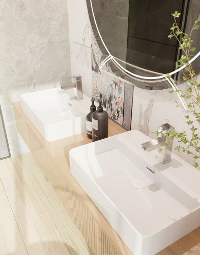 Раковина AQUAme 59 AQM5004 Белая глянцевая фаянс накладная