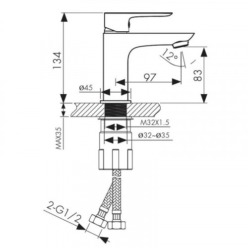 Смеситель для раковины Kaiser Cezar 05011 Хром латунь