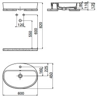 Раковина Creavit Loop 60 LP161-00CB00E-0000 Белая фарфор накладная