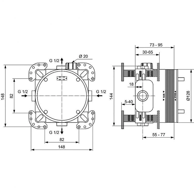 Душевая система Ideal Standard Ceratherm T100 A7573XG с термостатом Черная матовая