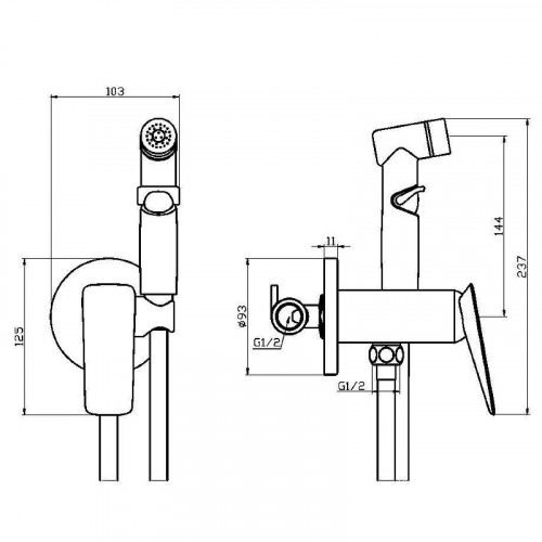 Гигиенический душ со смесителем Olive's Tarone 38131TN Хром