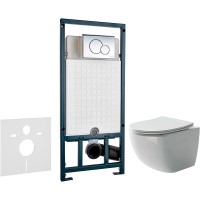 Комплект унитаза Ceramicanova Forma CN3009 с сиденьем Микролифт и инсталляцией WeltWasser WW Marberg 507 10000005949+10000005952 с клавишей смыва Хром глянцевый фарфор подвесной
