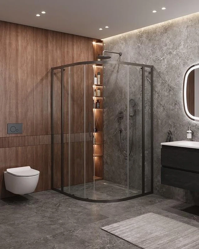 Душевой уголок Cezares Molveno 120x110 MOLVENO-RH-11-120/110-C-GM-IV профиль Оружейная сталь стекло прозрачное