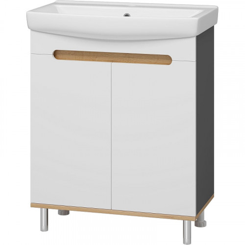 Тумба с раковиной Misty Сканди 70 УТ000023177 Белая Дуб крафт золотой Антрацит