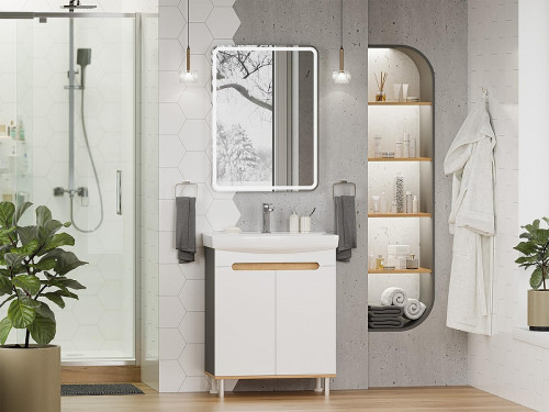 Тумба с раковиной Misty Сканди 70 УТ000023177 Белая Дуб крафт золотой Антрацит