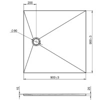 Душевой поддон из искусственного камня Jacob Delafon Tolbiac 90x90 E6D327RU-NGM Черный матовый