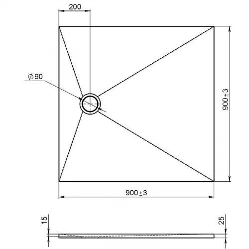 Душевой поддон из искусственного камня Jacob Delafon Tolbiac 90x90 E6D327RU-NGM Черный матовый
