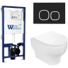 Комплект унитаза с инсталляцией WeltWasser BAMBERG 525 + ERLENBACH 004 GL-WT + BAMBERG BL 10000010367 цвет Белый глянцевый с сиденьем Микролифт и клавишей смыва цвет Черный