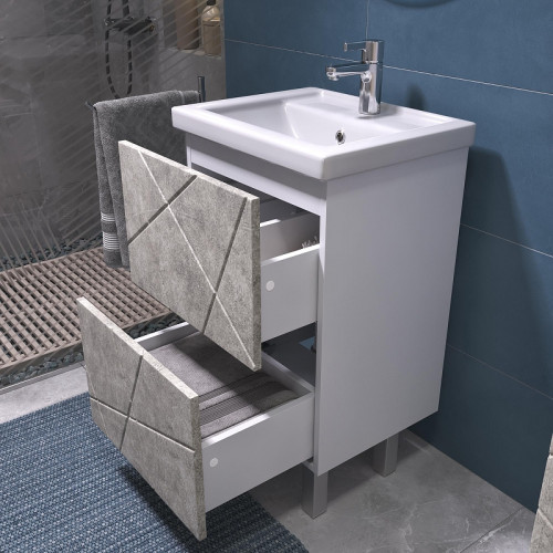 Тумба под раковину Vigo Geometry 50 tn.bsf.GEO.FOS.50.2Y цвет Бетон Белый