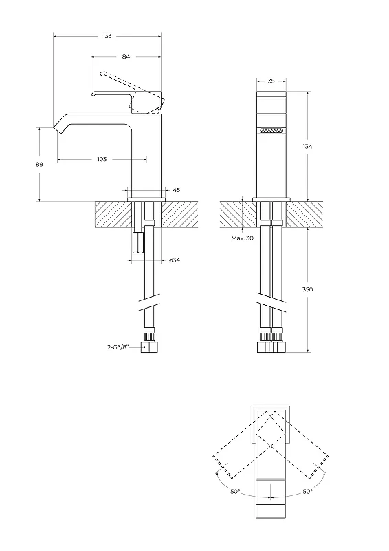 Смеситель для раковины Cezares Porta PORTA-LS1-SR цвет Sunrise