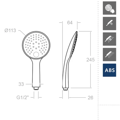 Ручной душ Ramonsoler Hidroterapia 2877TR Хром