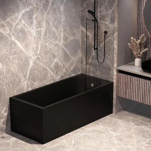 Акриловая ванна Corpa Nera Francesca 170x75 CN05024BLM Черная матовая без гидромассажа, с ножками CN05T035