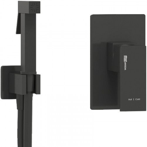 Гигиенический душ со смесителем WasserKRAFT A02041 Черный матовый латунь встраиваемый