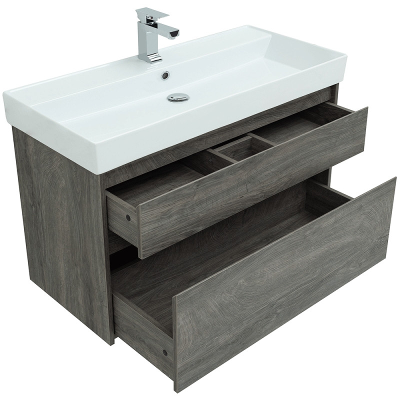 Тумба под раковину Aquanet Nova Lite 100 242582 подвесная Дуб рошелье МДФ / ЛДСП