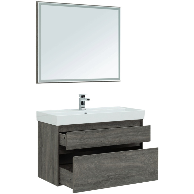 Тумба под раковину Aquanet Nova Lite 100 242582 подвесная Дуб рошелье МДФ / ЛДСП