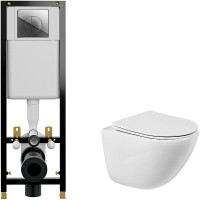 Комплект унитаза BelBagno Amanda BB051CHR+BB051SC с инсталляцией Cersanit Black 35 S-IN-BLACK-Cg-w с сиденьем Микролифт и клавишей смыва Хром фаянс подвесной