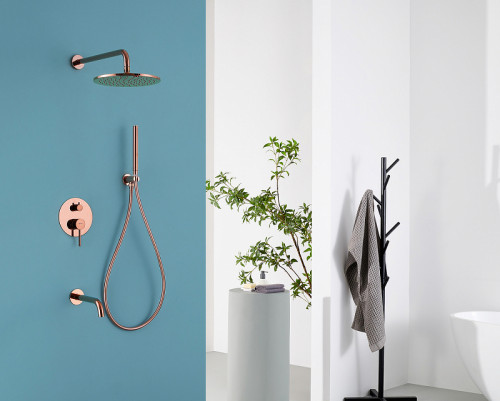 Душевая система Abber Wasser Kreis AF8117RG Розовое золото латунь встраиваемый