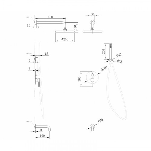 Душевая система Abber Wasser Kreis AF8117RG Розовое золото латунь встраиваемый