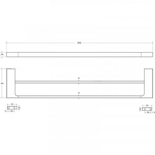 Полотенцедержатель Cezares Slider SLIDER-THD-60-IN двойной Сатин