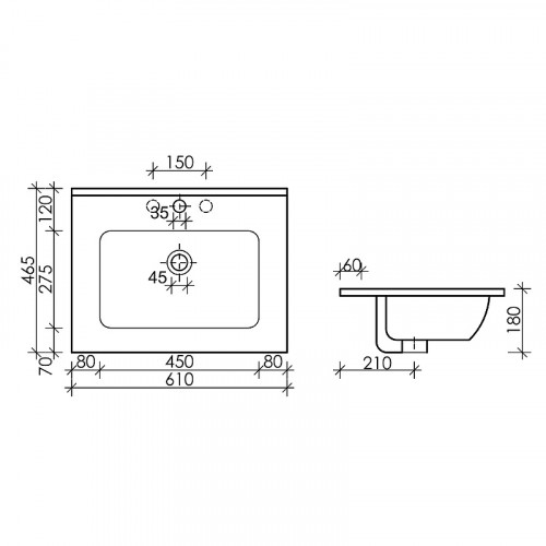 Раковина Ceramicanova Element 60 CN7001 Белая фаянс полувстраиваемая