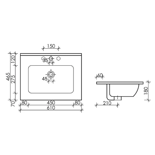 Раковина Ceramicanova Element 60 CN7001 Белая фаянс полувстраиваемая