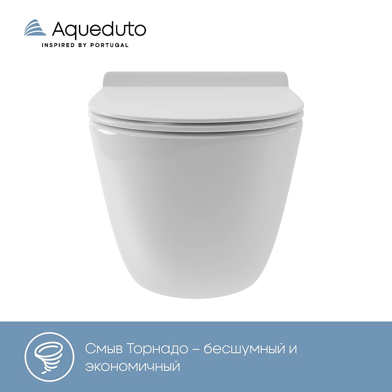 Комплект унитаза с инсталляцией Aqueduto Ovo AQDS013T с сиденьем Микролифт и Черной матовой клавишей смыва фаянс подвесной