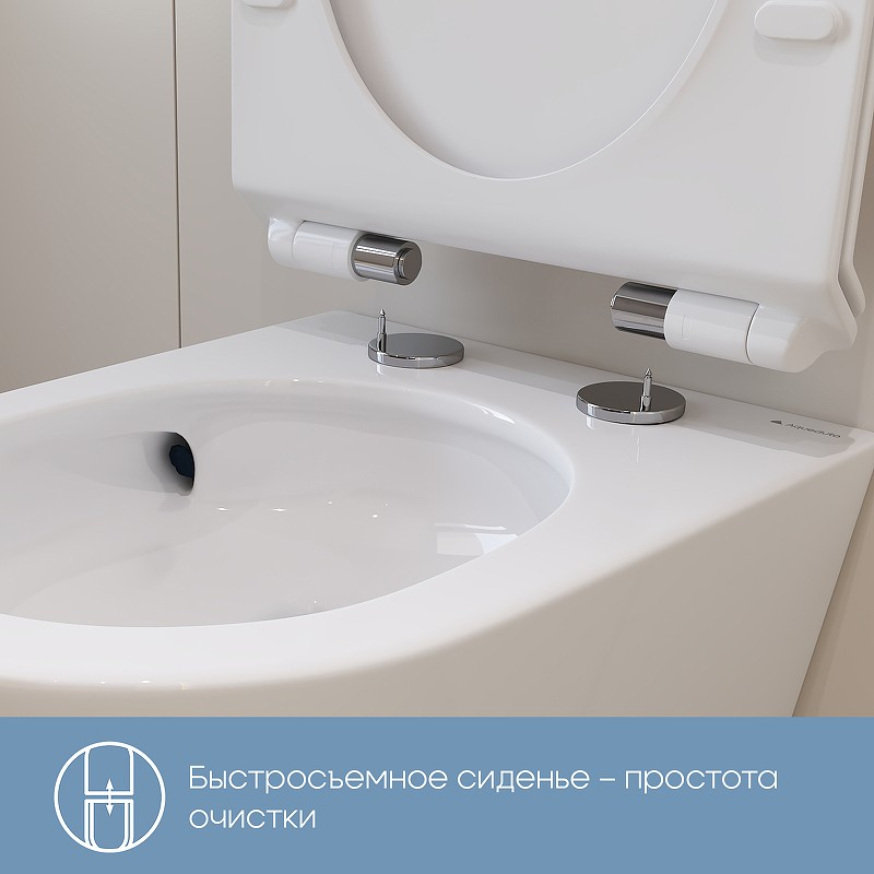 Комплект унитаза с инсталляцией Aqueduto Ovo AQDS013T с сиденьем Микролифт и Черной матовой клавишей смыва фаянс подвесной