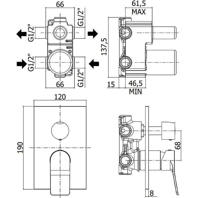 Смеситель для душа Paffoni Tilt TI018BO/M цвет Белый матовый