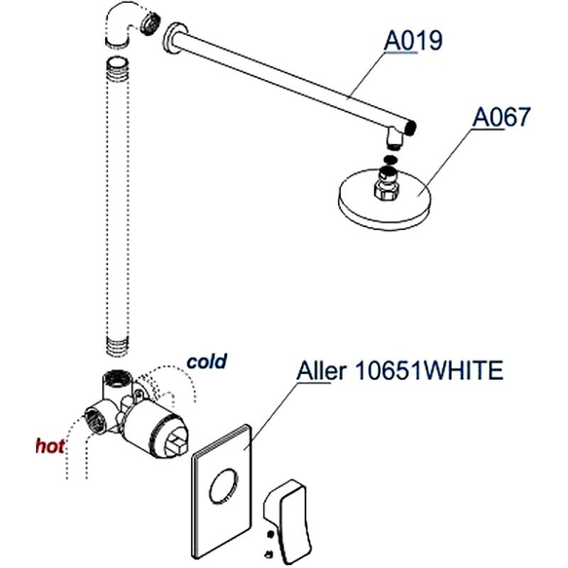 Душевая система WasserKRAFT Aller A12667WHITE Белый Хром латунь встраиваемый