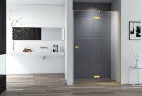 Душевая дверь Cezares Bellagio 120 BELLAGIO-B-12-120-C-BORO профиль Золото брашированное стекло прозрачное