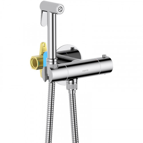Гигиенический душ со смесителем Aquatek Оберон AQ1027CR с термостатом Хром латунь встраиваемый