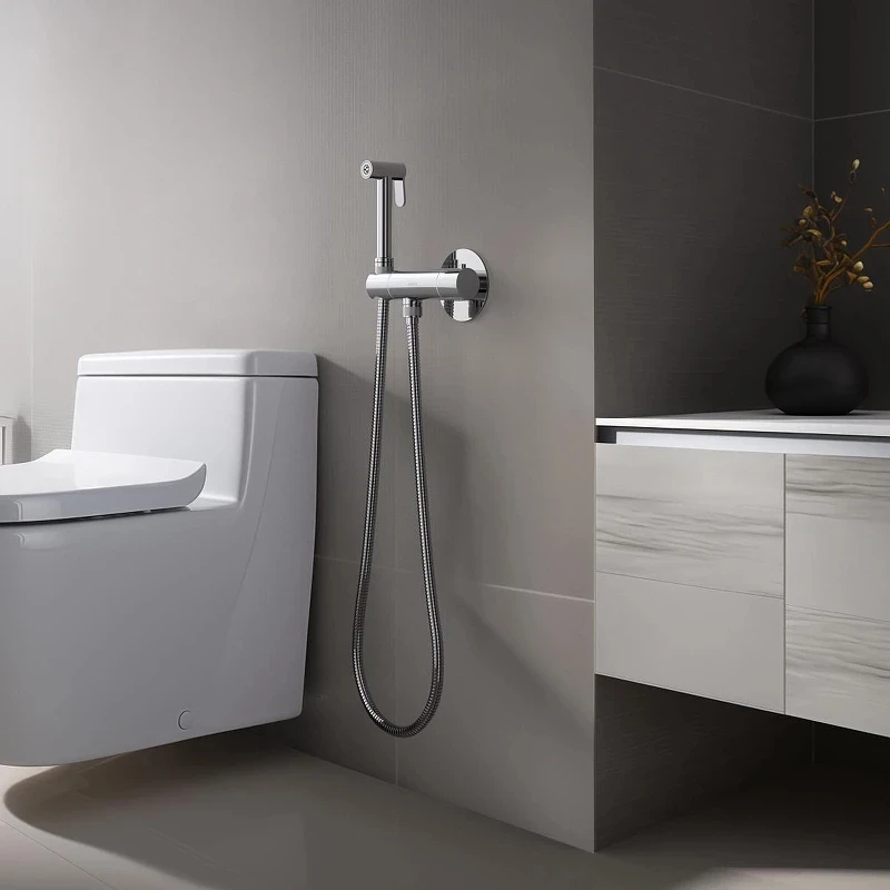 Гигиенический душ со смесителем Aquatek Оберон AQ1027CR с термостатом Хром латунь встраиваемый