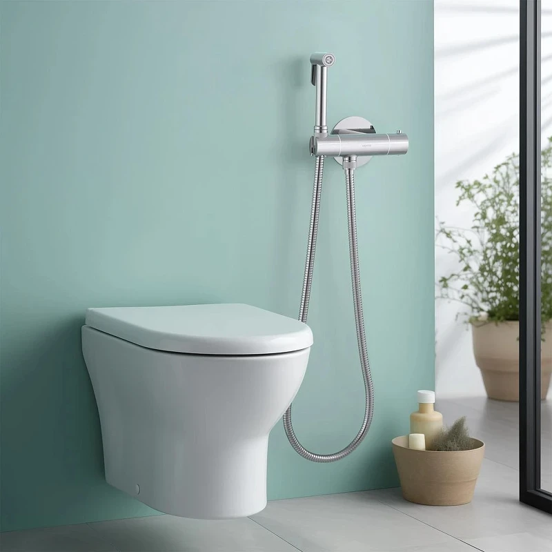 Гигиенический душ со смесителем Aquatek Оберон AQ1027CR с термостатом Хром латунь встраиваемый
