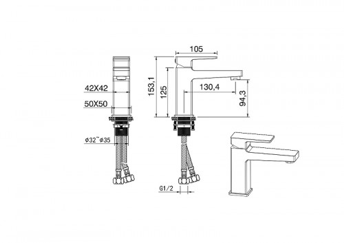Смеситель для раковины Wonzon &amp; Woghand Cube 2.0 WW-88018068-CR цвет Хром