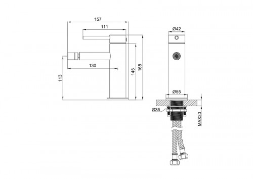Смеситель для биде Wonzon & Woghand Stick WW-88339017-BGM цвет Темный графит