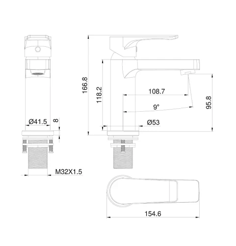 Смеситель для раковины Wonzon & Woghand WW-A40222-MB цвет Черный матовый