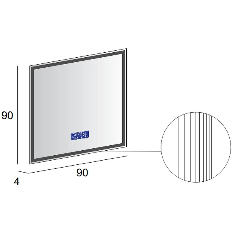 Зеркало Cezares 90 45063 с подсветкой с сенсорным выключателем Touch System, с подогревом, с радио и датчиком температуры стекло